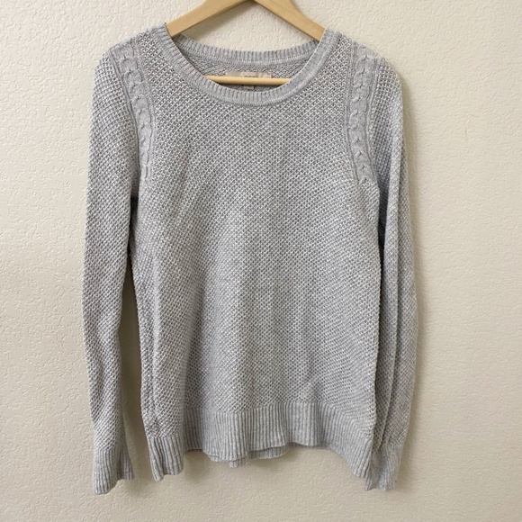 LOFT Sweaters - LOFT Wool Blend Sweater Size Medium Light Gray Textured Long Sleeves